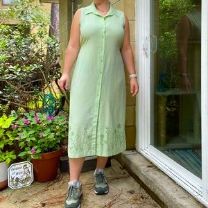 Vintage Button-down Green Dress